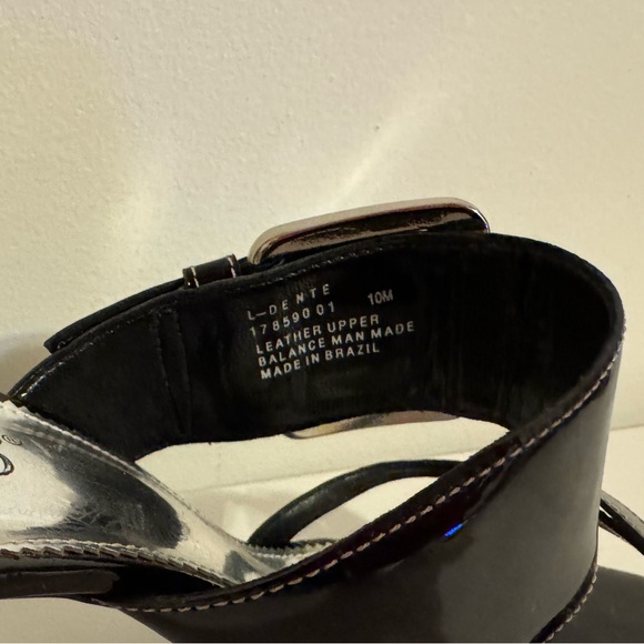 Y2K Franco Sarto Black Patent Leather Strappy Heels Sandals Size 10 - Picture 5 of 5
